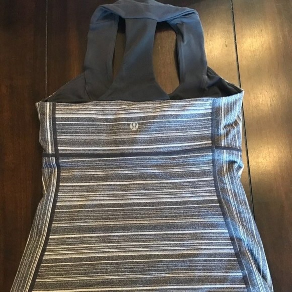lululemon athletica Navy and Gray Striped Tank Top